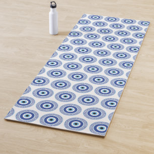 Tapis De Yoga Aztec Cercle grec Clé mal Motif oeil bleu
