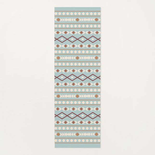 Tapis De Yoga Aztec Formes 2Way Motif Rusts Crème Turquoise-Bleu (Devant)