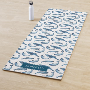 Tapis De Yoga Baleine à eau bleue et Motif de Narwhal