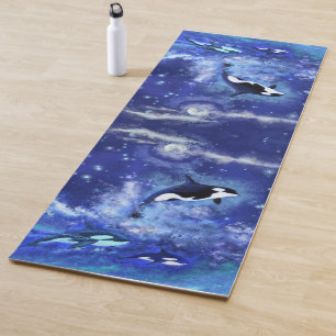 Tapis De Yoga Baleines Tueuses En Pleine lune Bleue Yoga Mat