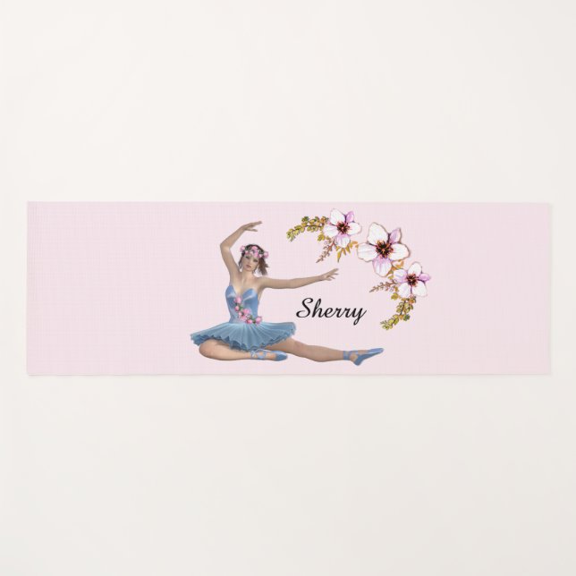 Tapis De Yoga Ballerina en bleu rose personnel (Devant (Horizontal))