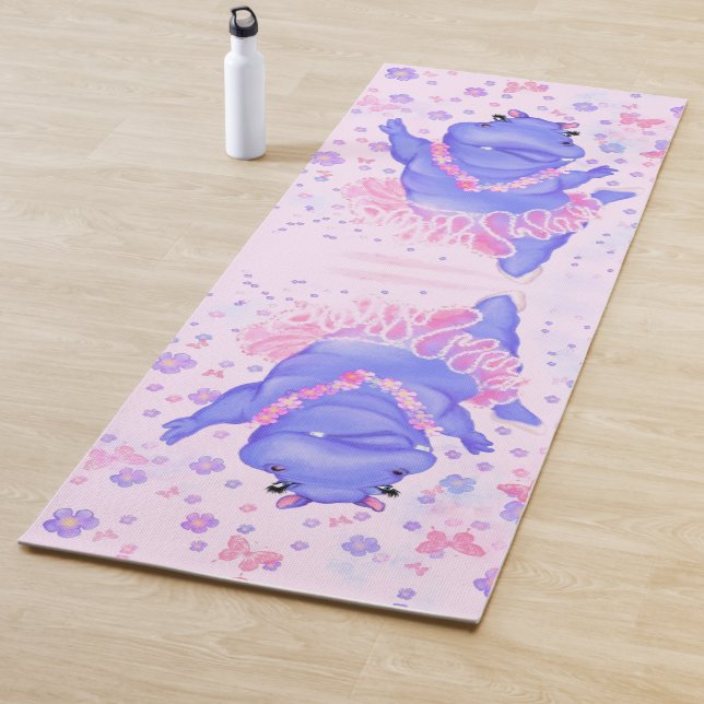 Tapis De Yoga Ballerina Hippo Funny Yoga Mat Joyeux Ballet Danse (En situation)