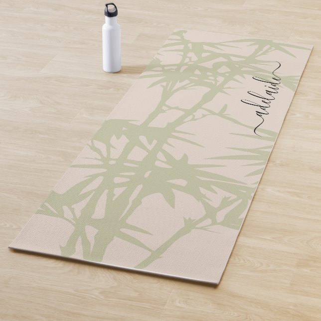 Tapis De Yoga Bambou botanique Feuillage Bali Monogramme Yoga Ma (En situation)
