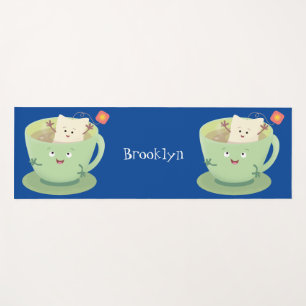 Tapis De Yoga Bande dessinée de la tasse de thé mignonne humour