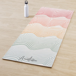 Tapis De Yoga Bandes de couleur ondulée avec votre NOM   sport
