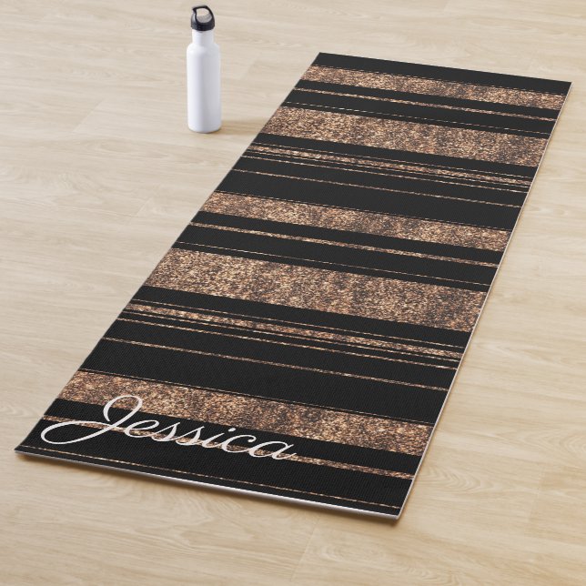 Tapis De Yoga Bandes de parties scintillant d'or (En situation)