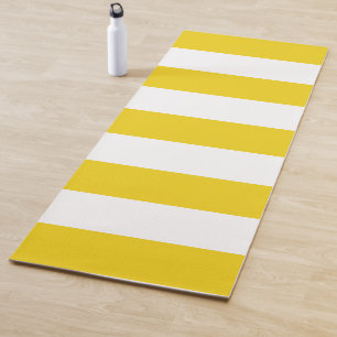 Tapis De Yoga Bandes Jaunes, Blancs, Motif rayé