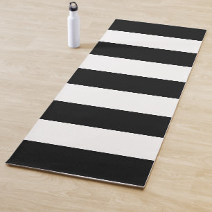 Tapis De Yoga Bandes noires et blanches, Motif rayé, Lignes