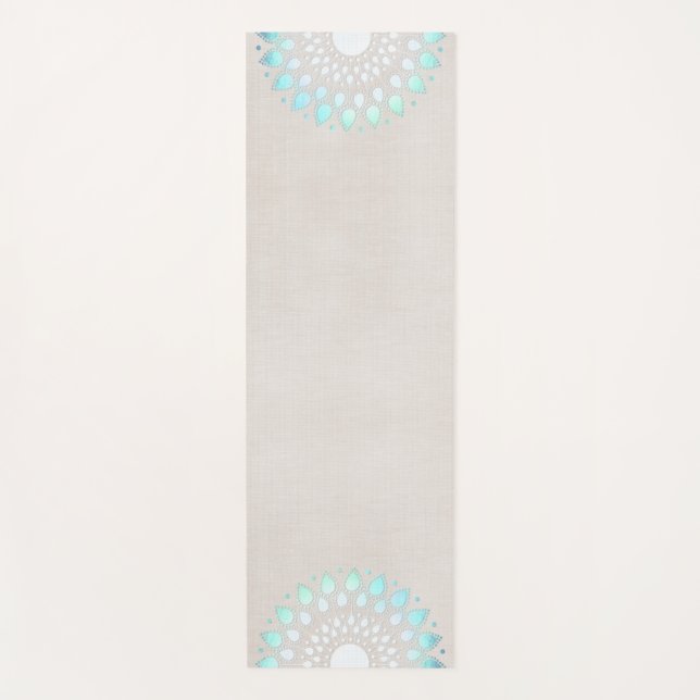 Tapis De Yoga Beau bleu turquoise Lotus Mandala (Devant)