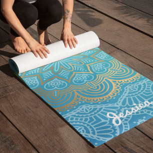 Tapis De Yoga Beau Motif bleu Mandala
