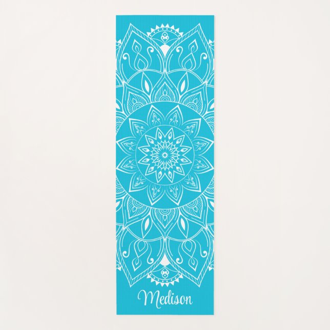 Tapis De Yoga Beau nom bleu Mandala (Devant)
