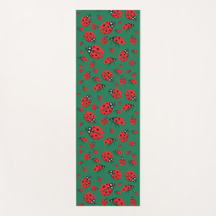 Tapis De Yoga Beaucoup de Red Ladybugs Lucky Motif Green