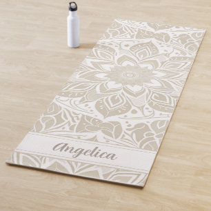 Tapis De Yoga Beige Mandala Yoga Mat Nom personnalisable