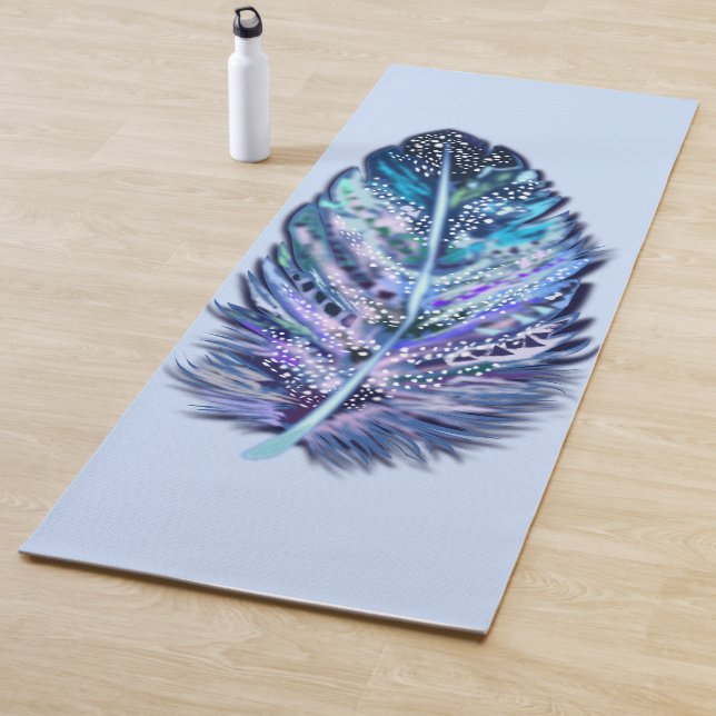 Tapis De Yoga Belle plumes Yoga Mat Bleu - Couleurs Personnalisé (En situation)
