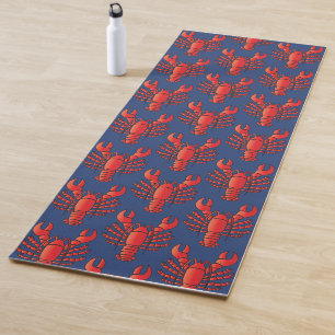 Tapis De Yoga Bizarre, amusant bleu et rouge Homard Motif de cré