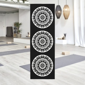 Tapis De Yoga Black And White Floral Mandala Yoga Mat