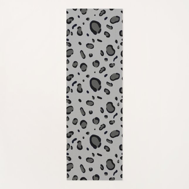 Tapis De Yoga Black Leopard Pattern On Grey (Devant)