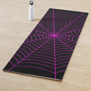 Tapis De Yoga Black neon rose toile d'araignée Halloween motif