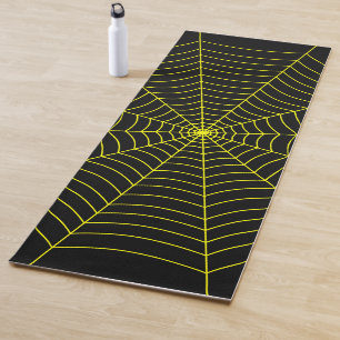 Tapis De Yoga Black neon toile d'araignée jaune motif d'Hallowee