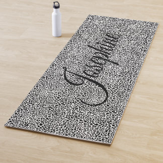 Tapis De Yoga Black & white snow leopard wild animal print