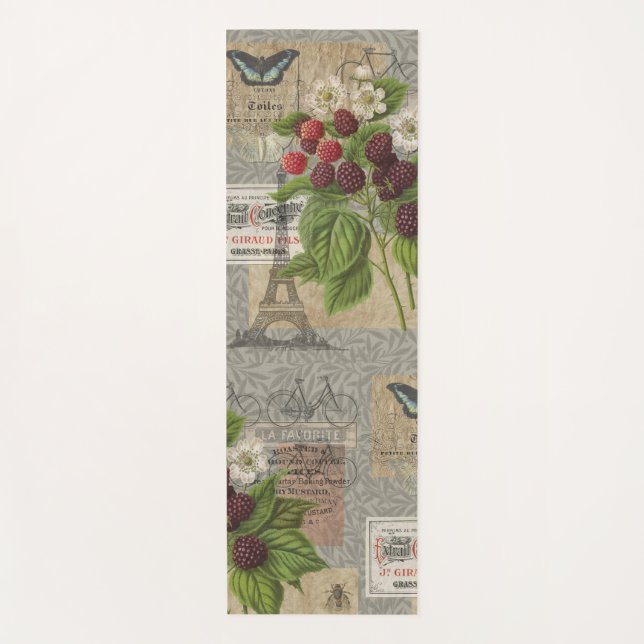 Tapis De Yoga Blackberries Floral Garden Flower Papillon Art (Devant)