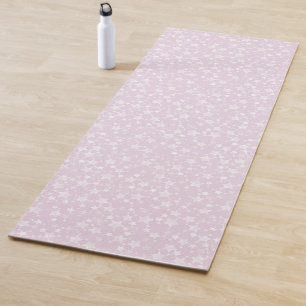 Tapis De Yoga Blanc sur Dusty Pink   Motif d'étoiles d'impressio
