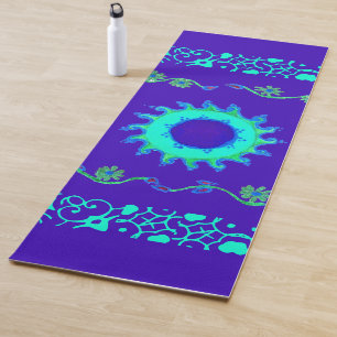 Tapis De Yoga Bleu Cyan Royal Bleu Iridescente couleur Art Impri