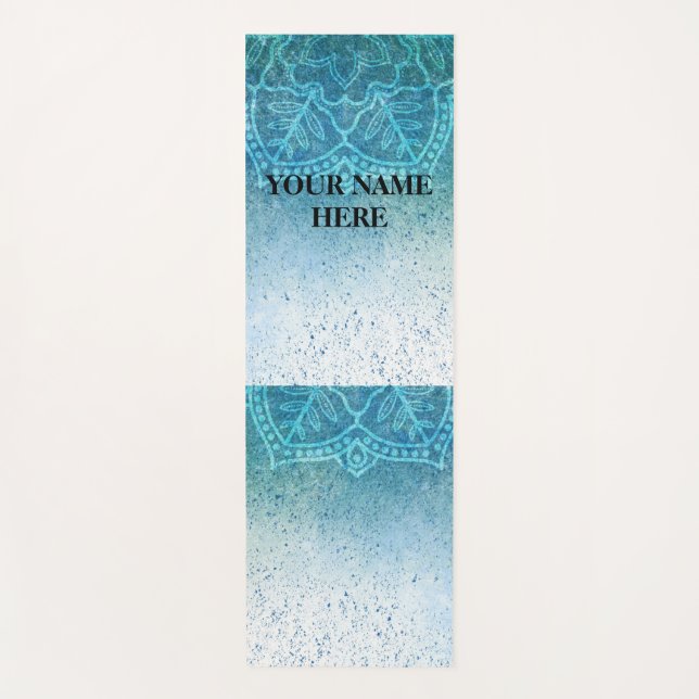 Tapis De Yoga Bleu de glace naturel Mandala Floral (Devant)