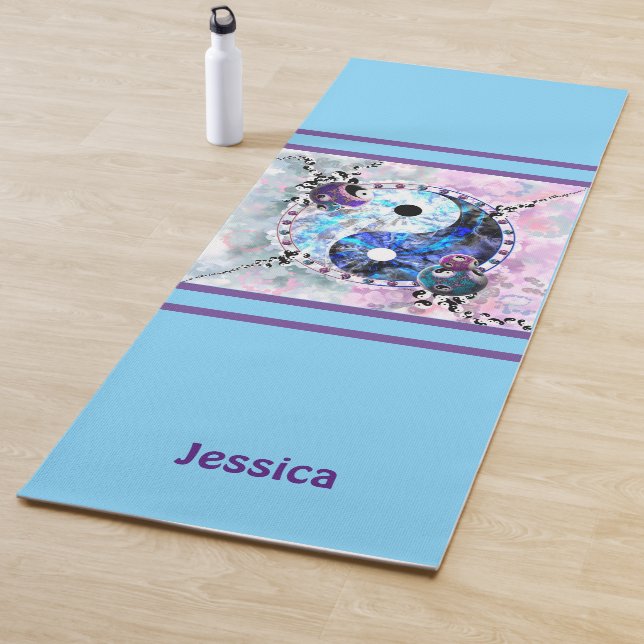 Tapis De Yoga Bleu Yin Yang (En situation)