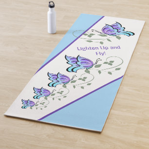 Tapis De Yoga Blissful Butterfly Yoga Mat (Bleu) - Personnaliser
