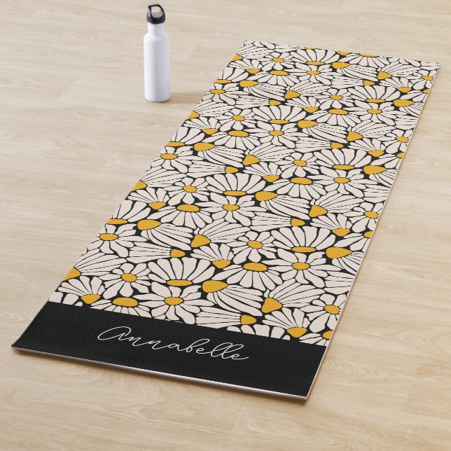 Tapis De Yoga Bloc floral jaune noir Matisse Imprimer (En situation)