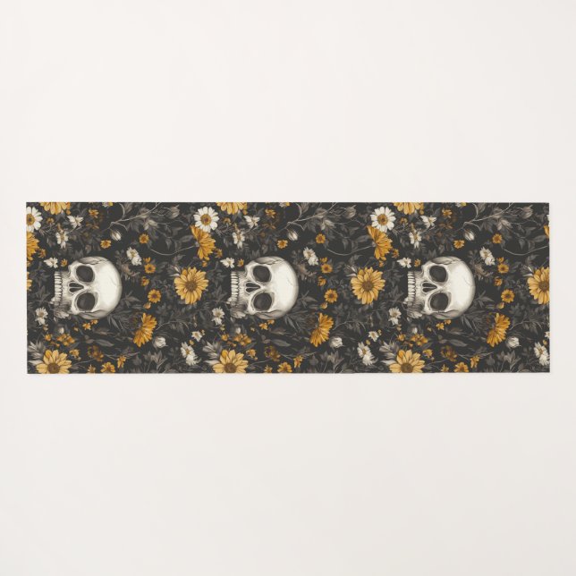 Tapis De Yoga Blossom Skull (Dos (Horizontal))