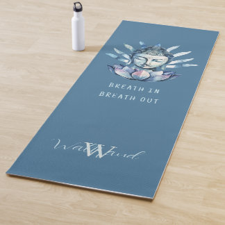 Tapis De Yoga Blue Buddha Head With Lotus Personalized