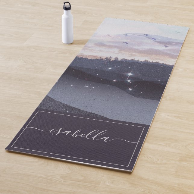Tapis De Yoga Blue Mountains Stars Paysage Personnalisé (En situation)