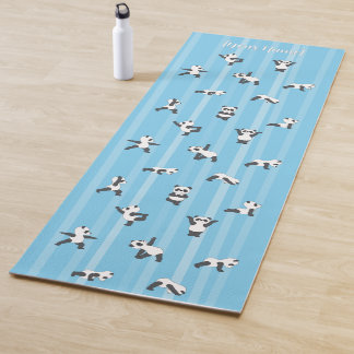 Tapis De Yoga Blue Panda Yoga Mat Custom Name Same on Both Sides