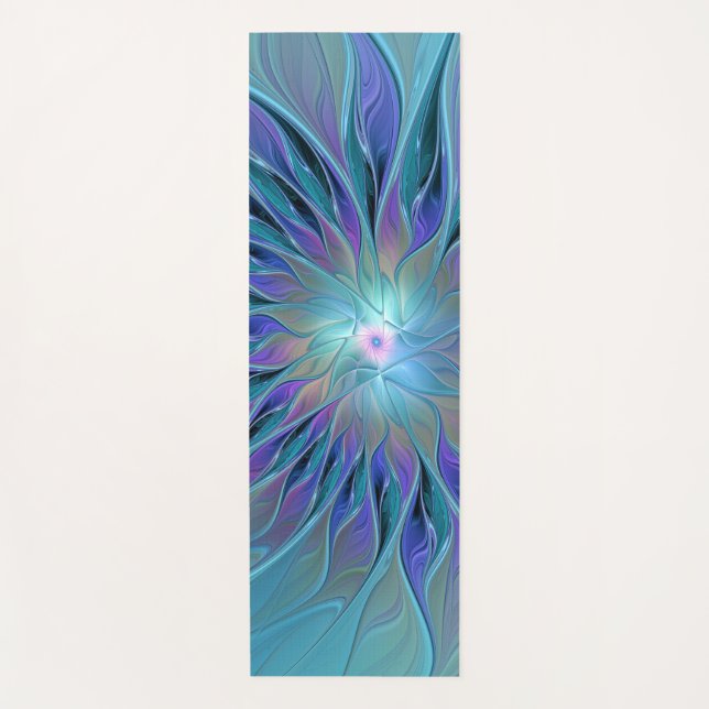 Tapis De Yoga Blue Purple Flower Dream Abstrait Fractal Art (Devant)