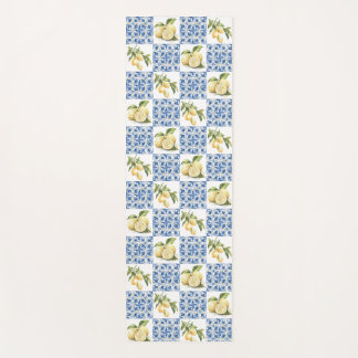 Tapis De Yoga Blue Tile French Country Lemon Pattern
