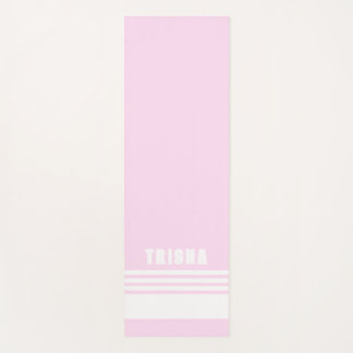 Tapis De Yoga blush pink light modern preppy classic stripes