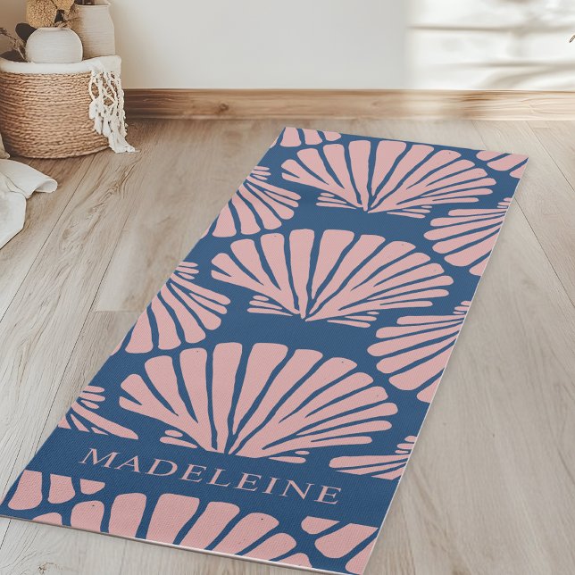 Tapis De Yoga Blush Pink Tropical Seashells Custom (Créateur téléchargé)