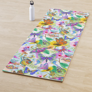 Tapis De Yoga Blutterflies et fleurs