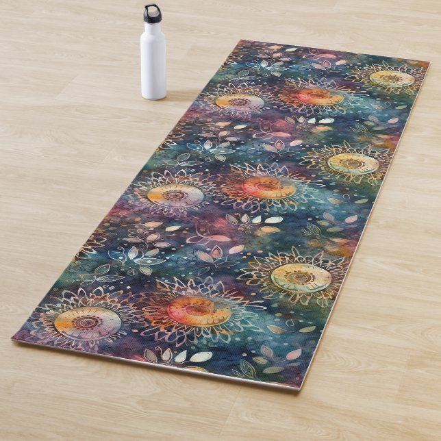Tapis De Yoga Boho Bloom : Oasis Florale Colorée Yoga Mat (En situation)