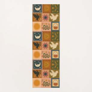Tapis De Yoga Boho Celestial Soleil et lune rétro