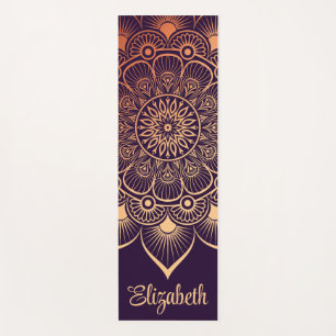 Tapis De Yoga Boho Dark Purple Mandala Nom personnalisé Yoga Mat