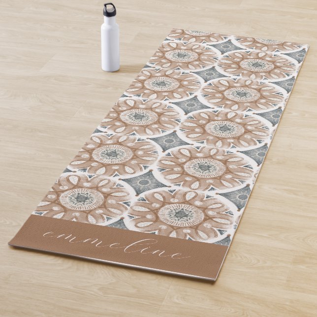 Tapis De Yoga Boho Floral Personnalisé (En situation)