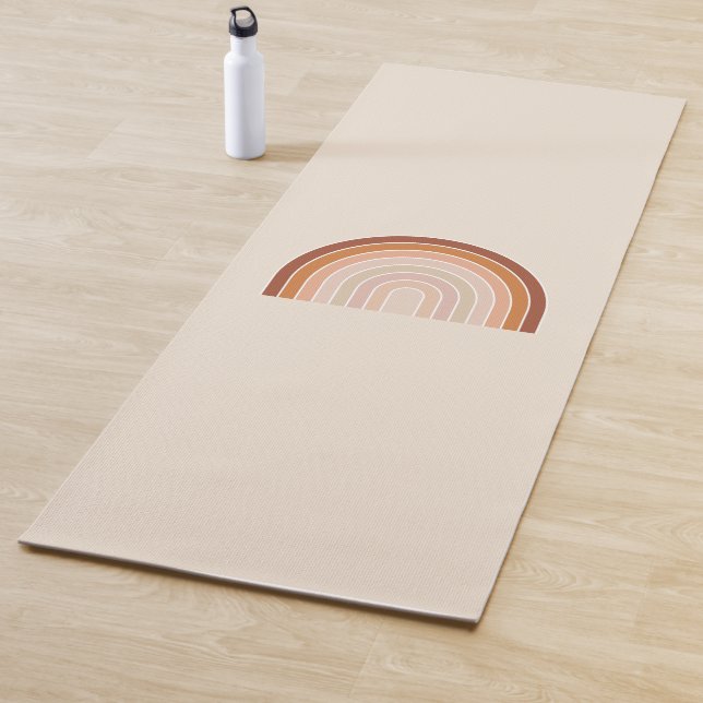 Tapis De Yoga Boho Rainbow Beige Terracotta (En situation)