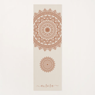 Tapis De Yoga Boho Terracotta Mandala on Ivory Nom personnalisé