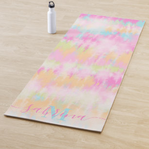 Tapis De Yoga Boho tie teinture arc-en-ciel aquarelle girly mono