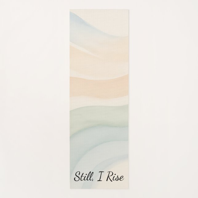Tapis De Yoga Boho Waves Mindful Calming Minimalist Quote (Devant)
