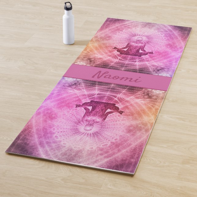 Tapis De Yoga Bouddha rose violet nom de méditation (En situation)