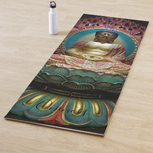 Tapis De Yoga Bouddha Statue Lotus Fleur Une seule face